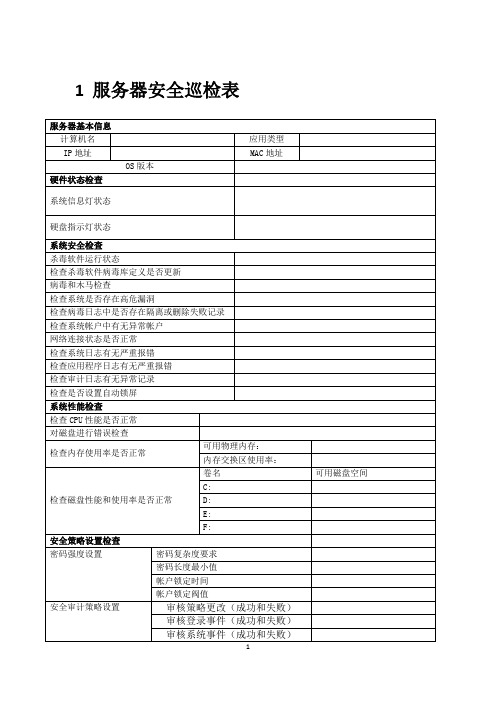 (完整word版)windows服务器安全巡检表