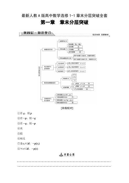 最新人教A版高中数学选修1-1章末分层突破全套