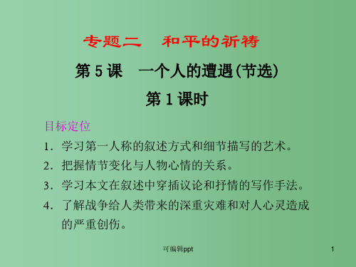 高中语文 第5课 一个人的遭遇 第1课时同步教学 苏教版必修2