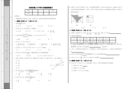 安徽省合肥市第三十中学2023-2024学年下学期七年级数学素养竞赛(PDF版)