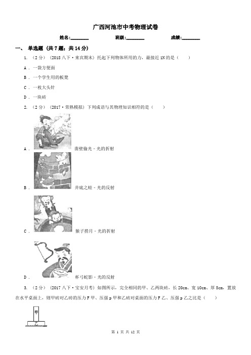 广西河池市中考物理试卷