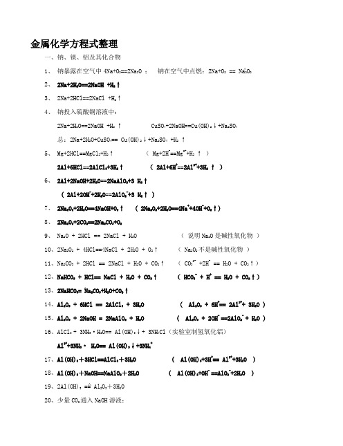 金属+非金属化学方程式整理(全)