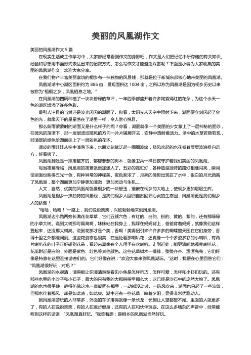 美丽的凤凰湖作文5篇