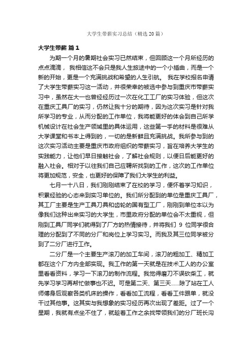 大学生带薪实习总结（精选20篇）