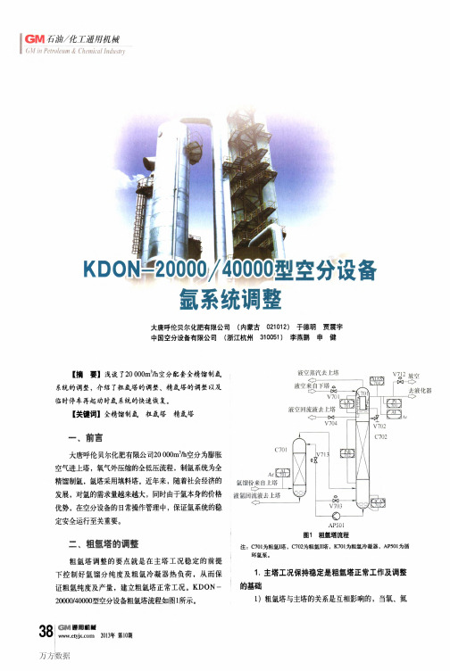 KDON2000040000型空分设备氩系统调整