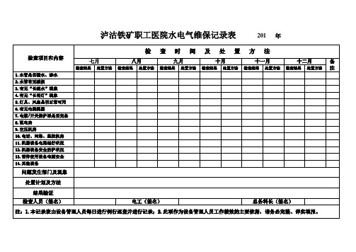 水、电、气维保记录表