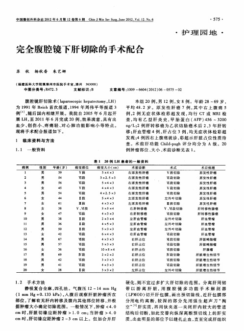 完全腹腔镜下肝切除的手术配合