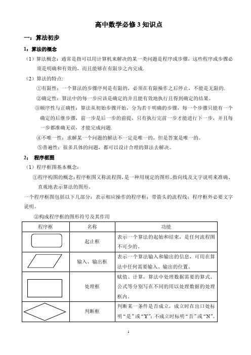 人教A版高中数学必修三知识点总结全册