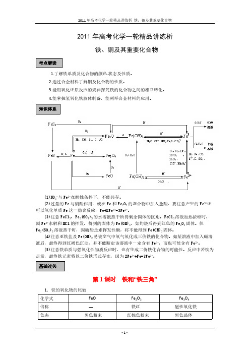 2011年高考化学一轮精品讲练析：《铁、铜及其重要化合物》-推荐下载