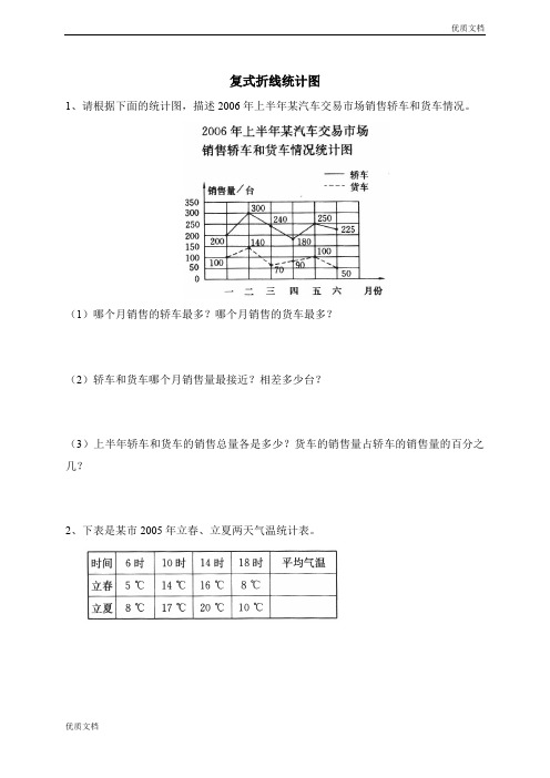 (优辅资源)北师大版小学数学六年级上册《五 统计  复式折线统计图》试卷