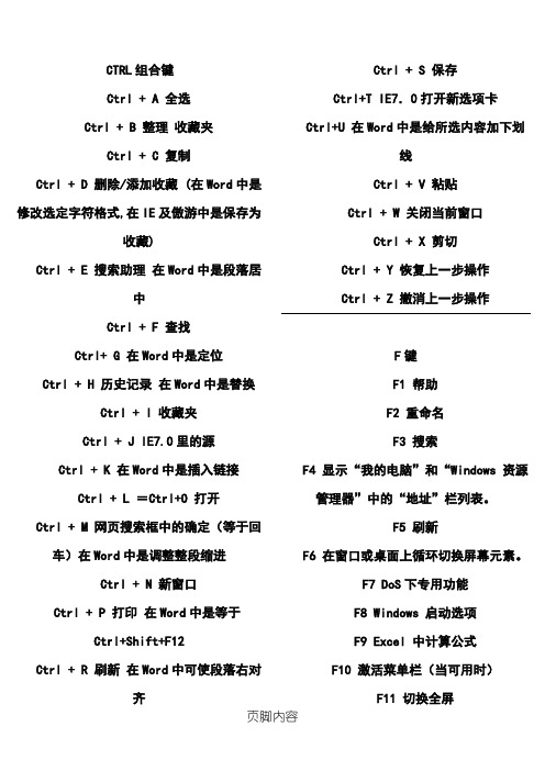 笔记本电脑快捷键大全