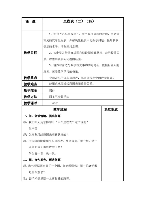 北师大2011版数学三年级上《三 加与减 里程表(二)》教学设计_2