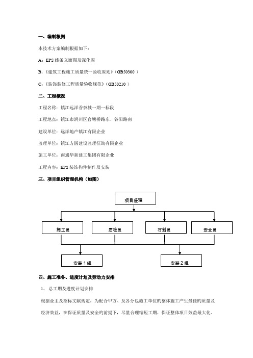 EPS装饰线条安装工程施工组织设计方案(技术标)