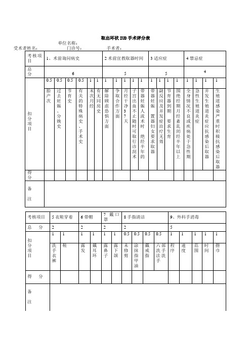 A4取环评分表 文档