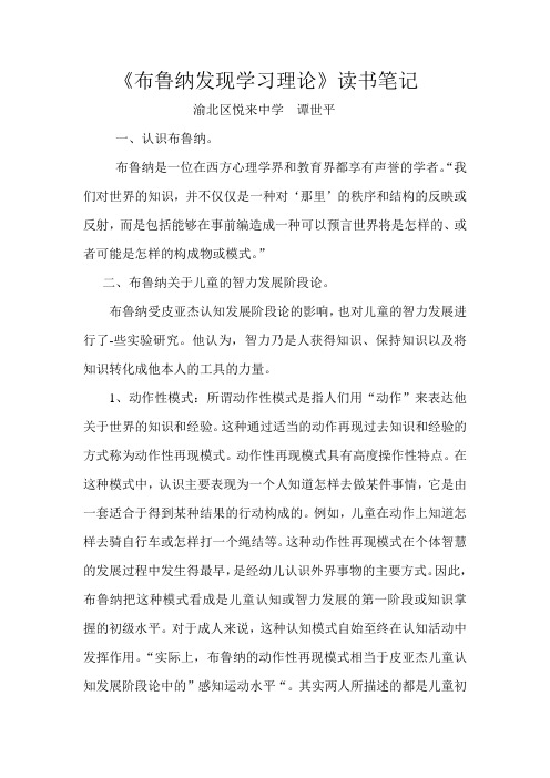 布鲁纳发现学习理论读书笔记