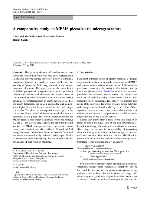 A comparative study on MEMS piezoelectric microgenerators