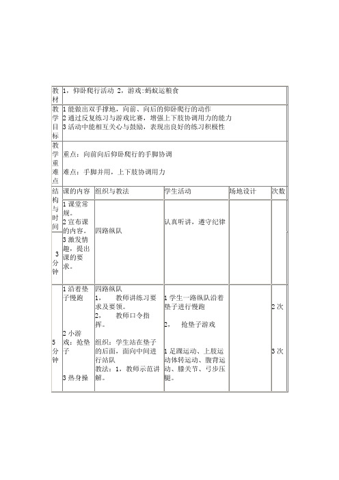 人教标版体育一至二年级《本身体活动  5.攀登、爬越、平衡与游戏  5.跪撑爬行与游戏》公开课教案_7