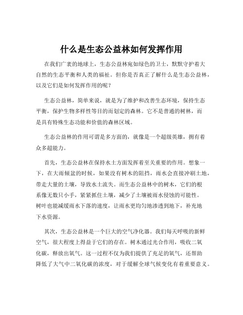 什么是生态公益林如何发挥作用