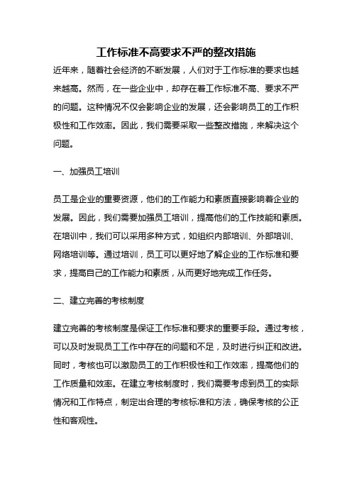 工作标准不高要求不严的整改措施