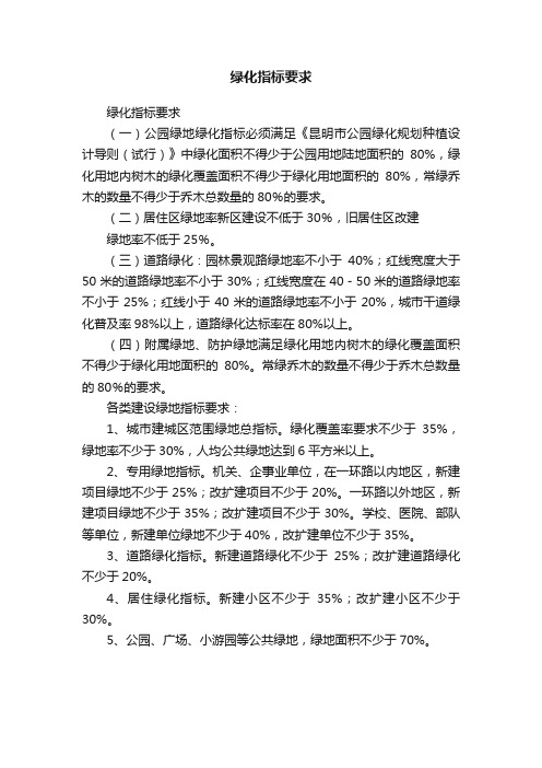 绿化指标要求