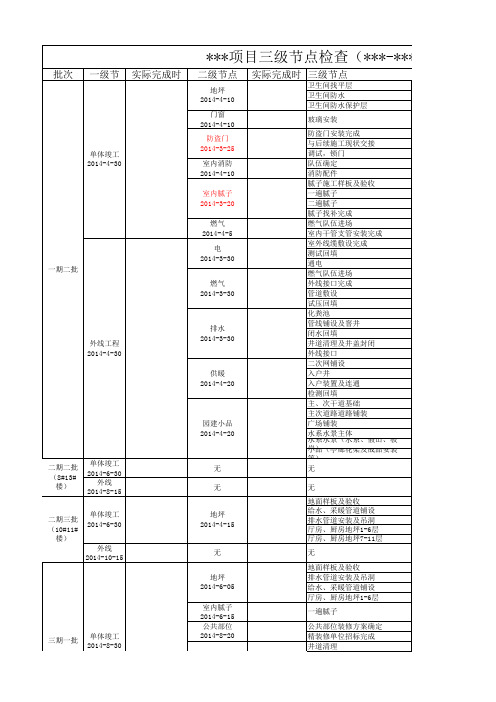 各项目三级节点完成情况表