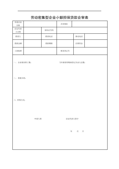 劳动密集型企业小额担保贷款会审表