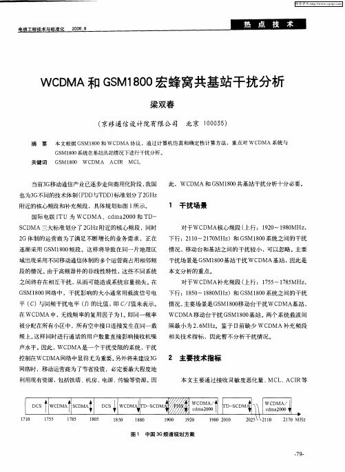 WCDMA和GSM1800宏蜂窝共基站干扰分析