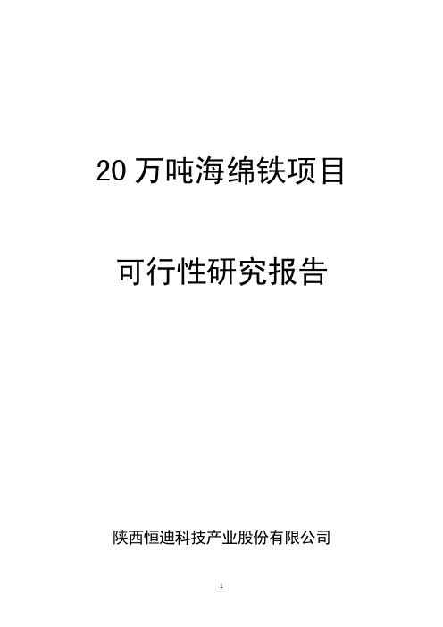 可行性报告-20万吨海绵铁可行性研究报告