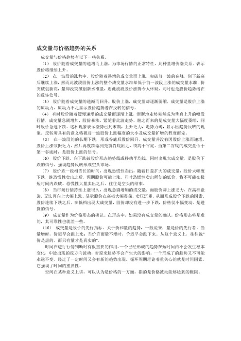 成交量与价格趋势的关系