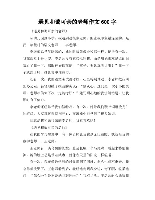 遇见和蔼可亲的老师作文600字