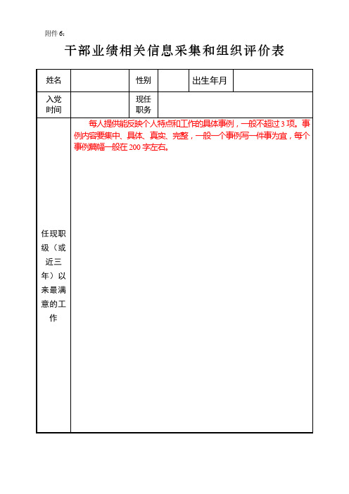 干部工作经历和业绩信息表