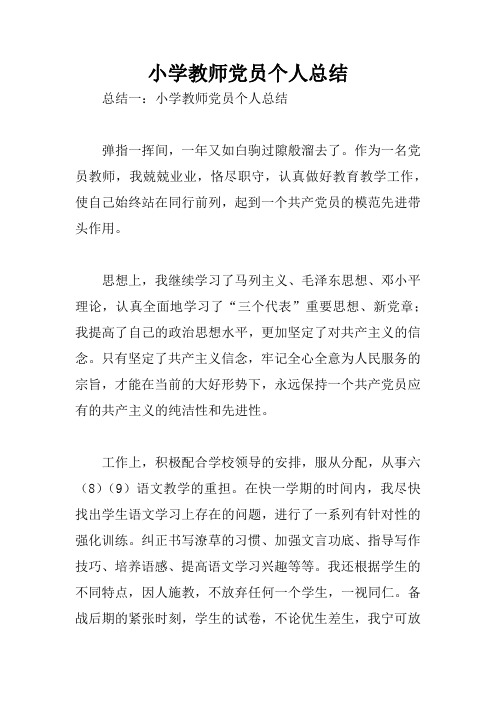 小学教师党员个人总结