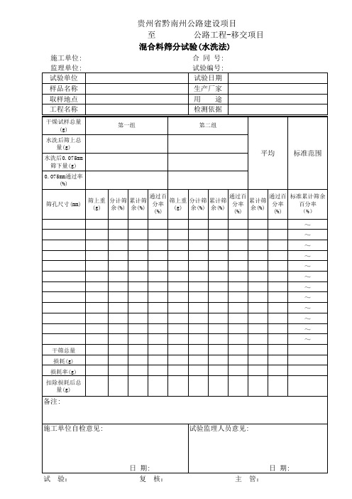 混合料筛分试验(干筛法)