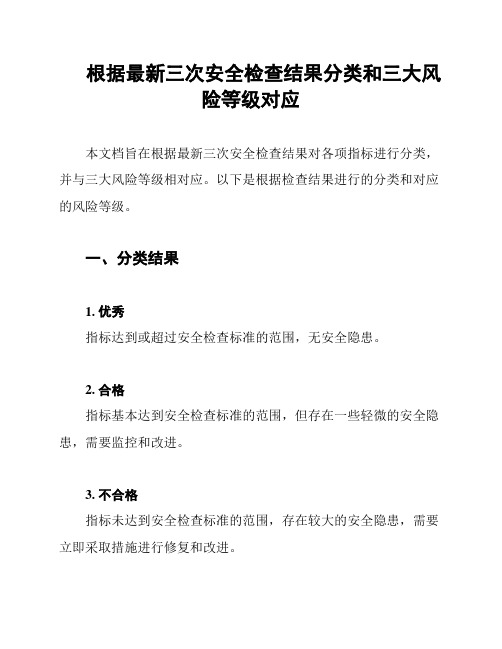 根据最新三次安全检查结果分类和三大风险等级对应