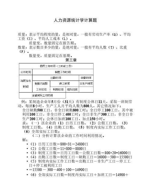 广东自学考试人力资源本科统计学计算题汇总复习