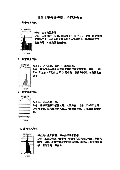 世界主要气候类型、分布及特征