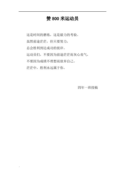 赞800米运动员、赞百米