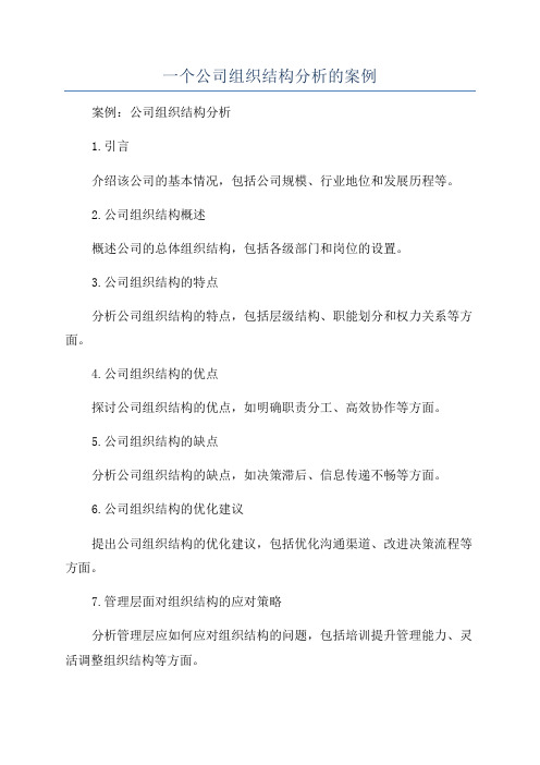 一个公司组织结构分析的案例