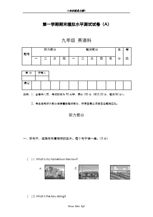 2019-2020年仁爱版九年级英语上册期末模拟检测及答案-精编试题