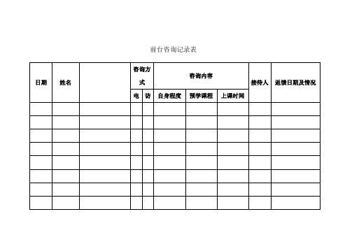 教育培训机构表格