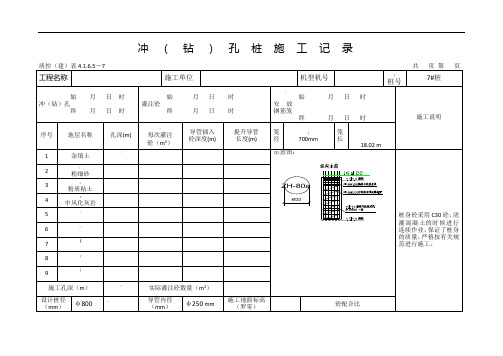 钻(冲)孔灌注桩施工记录