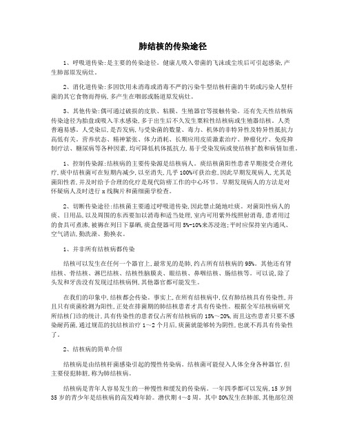 肺结核的传染途径