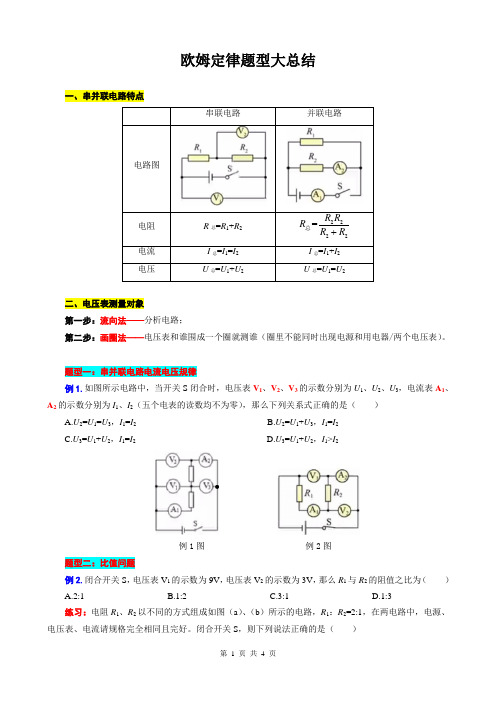 2023年中考物理复习 欧姆定律题型大总结