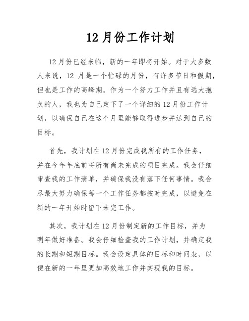 12月份工作计划