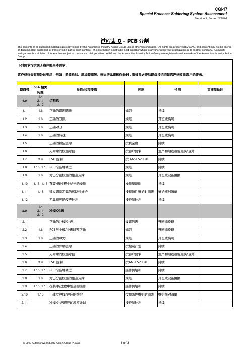 CQI-17特殊过程-锡焊过程评估作业审核过程表中文(含全套23个工作表)