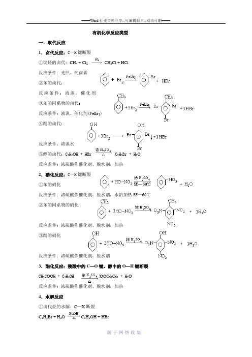 有机化学反应类型分类总结