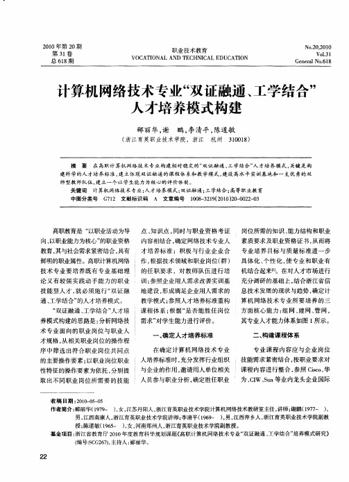 计算机网络技术专业“双证融通、工学结合”人才培养模式构建