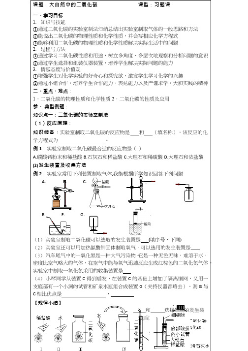 化学《大自然中的二氧化碳习题课》优质教案、教学设计