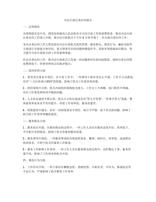 司法行政自查自纠报告