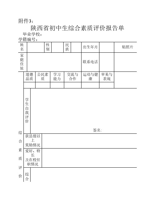 初中生综合素质报告表